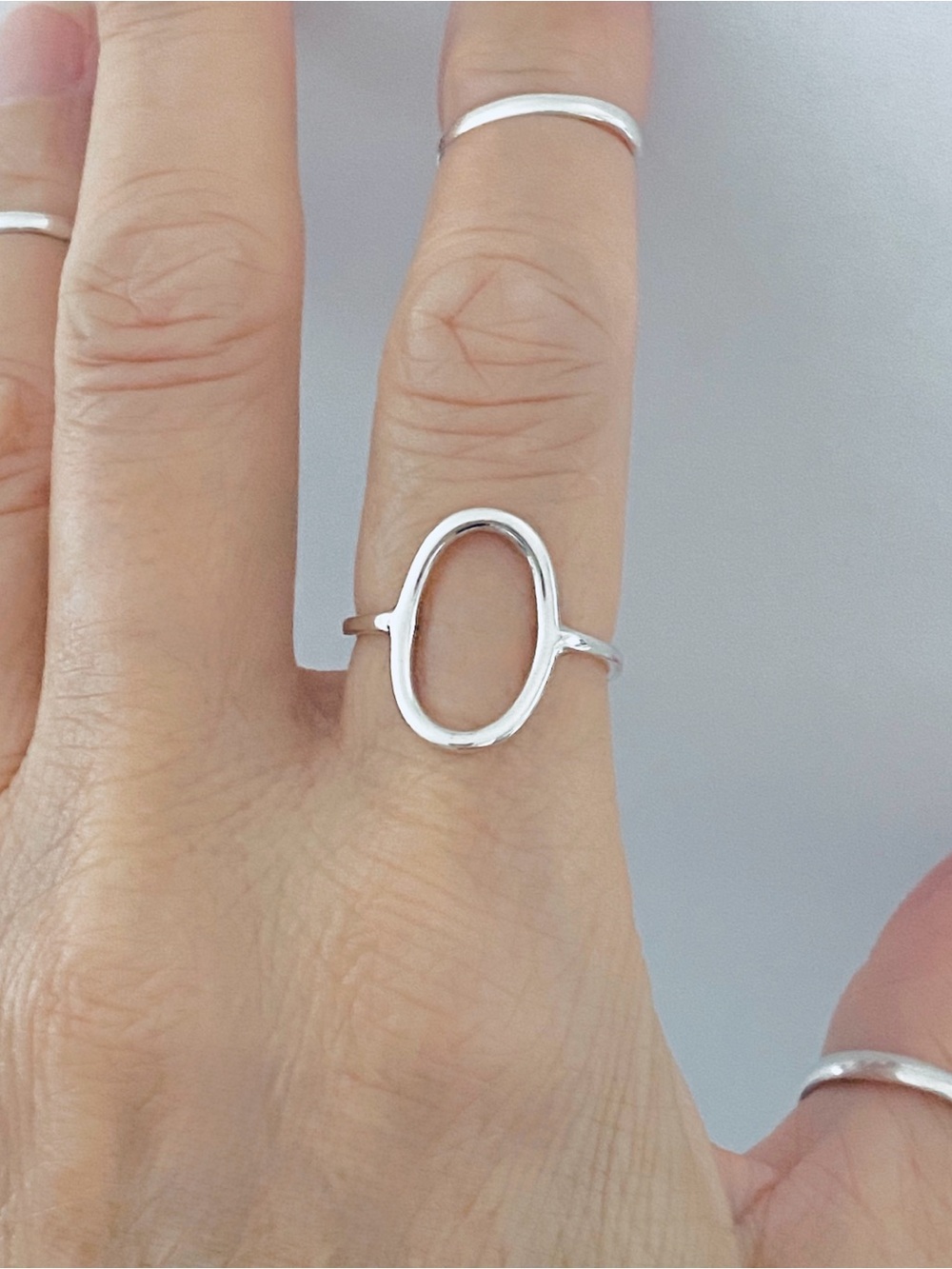 Sterling Silver Large Open Oval Ring, Silver Ring, Boho Ring, Circle Ring